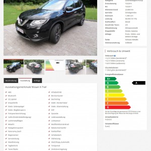 Detailausgabe eines Fahrzeugangebotes