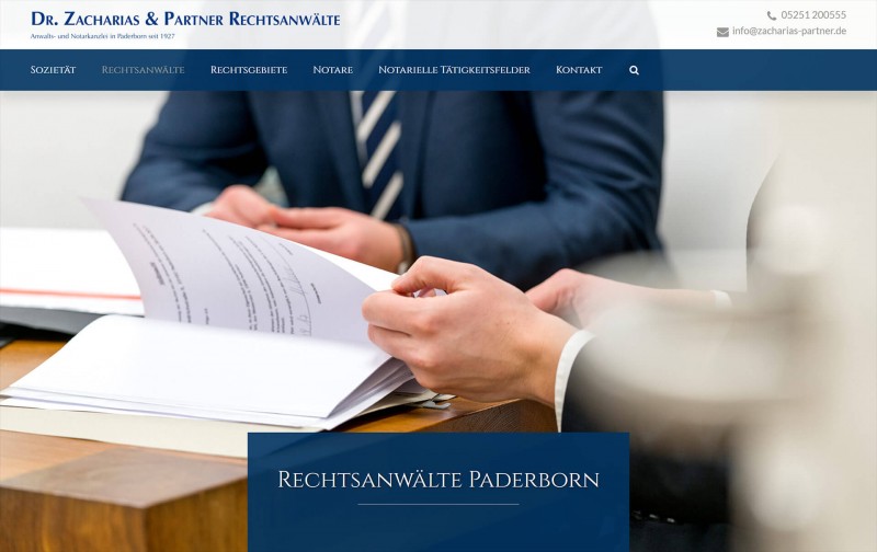 Webdesign Referenz - Anwaltskanzlei Zacharias - Darstellung auf dem PC