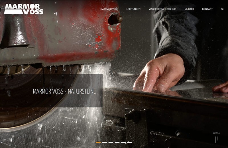 Responsive Webdesign Referenz, Marmor Voss Gmbh, Darstellung auf einem Laptop